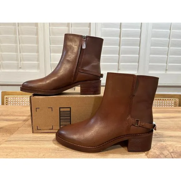 Franco Sarto Women's L-Colt Ankle Boots Whiskey Brown Leather Upper Size 10 NWOB