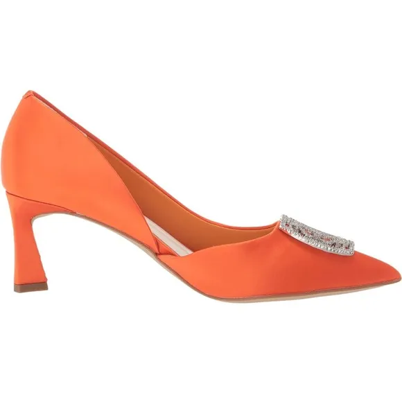 Franco Sarto Women's Tana Pointed Toe D'Orsay Mid Heel Pump Sz 6 - Sleek, Shoes