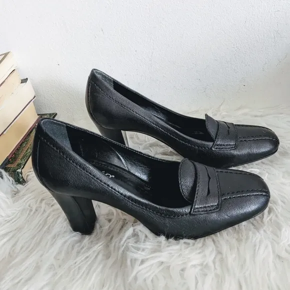 Franko Sarto Black Pump Loafers Heels 6.5