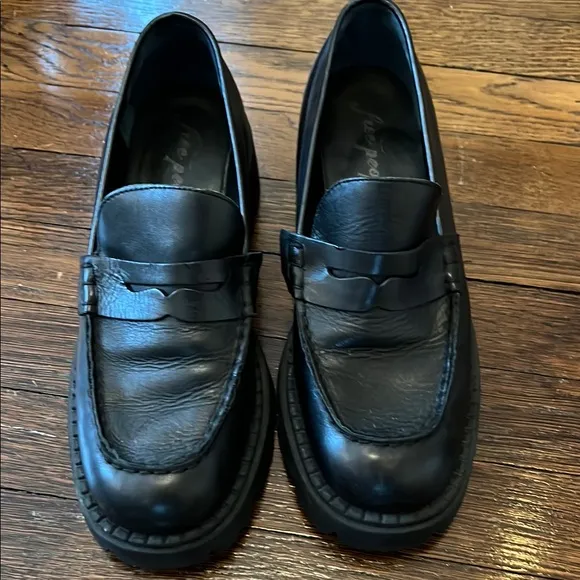 Free People Black Platform  Loafers