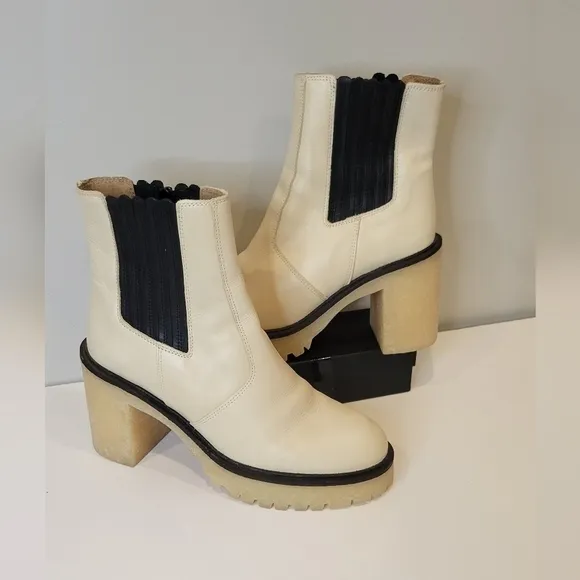 Free People James Chelsea Boots bone White leather size 38