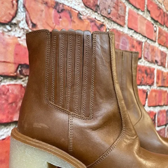 Free People James Chelsea Heeled Boots in Tan Leather