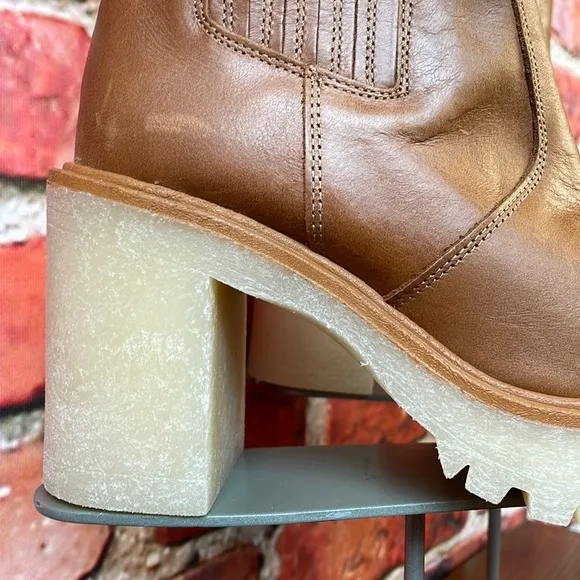 Free People James Chelsea Heeled Boots in Tan Leather