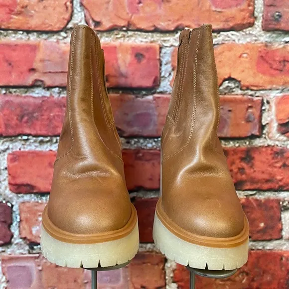 Free People James Chelsea Heeled Boots in Tan Leather