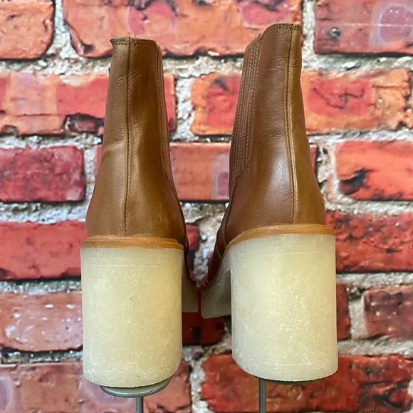 Free People James Chelsea Heeled Boots in Tan Leather