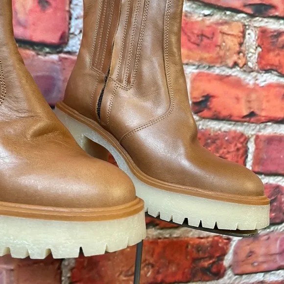 Free People James Chelsea Heeled Boots in Tan Leather