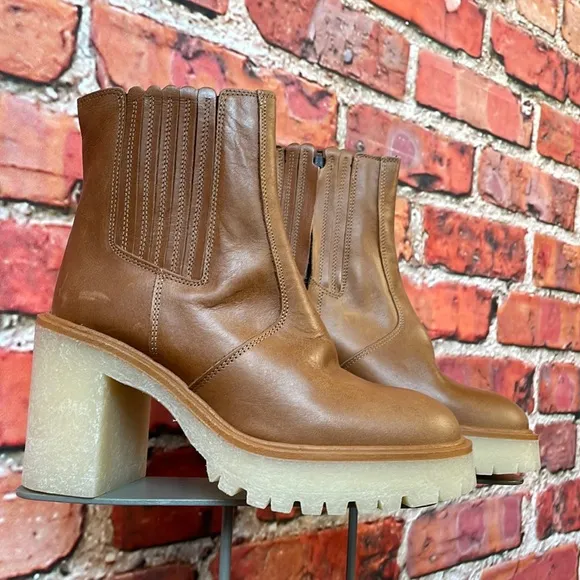 Free People James Chelsea Heeled Boots in Tan Leather