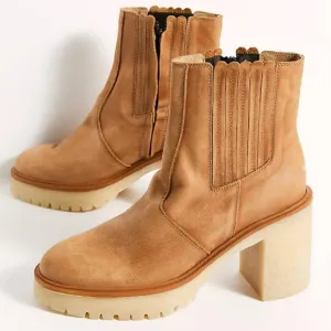 Free People James Chelsea Heeled Boots in Tan Leather