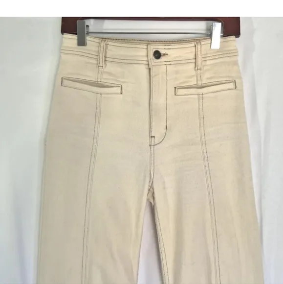 Free People We The Free Ivory Cream Firecracker Flare Leg Jeans 26 X 30