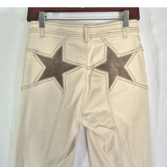 Free People We The Free Ivory Cream Firecracker Flare Leg Jeans 26 X 30