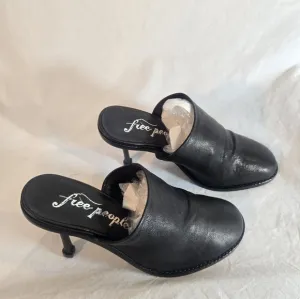 Free People Women’s Size 37 Leila Leather Black Heeled Mule New