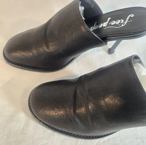 Free People Women’s Size 37 Leila Leather Black Heeled Mule New