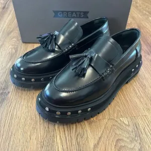 Free People black leather platform vintage loafers shoes women’s 9 new