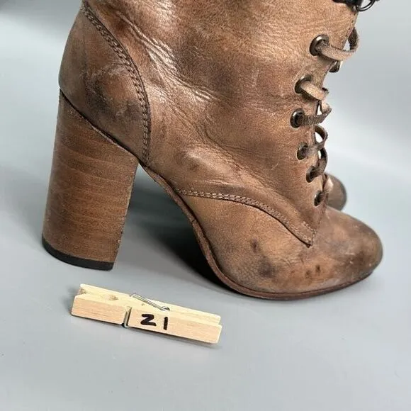 Freebird by Steven Holis Womens 8 Brown Calf Ankle Boots Leather Lace Up Zip