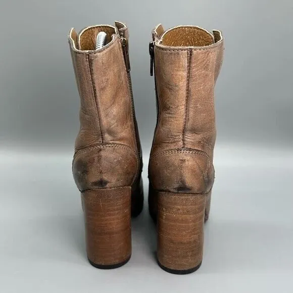 Freebird by Steven Holis Womens 8 Brown Calf Ankle Boots Leather Lace Up Zip