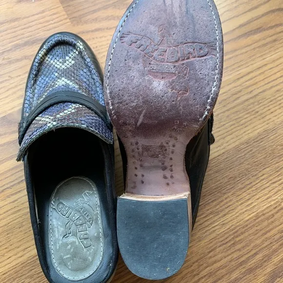 Freebird By Steven Shoes Collins Design Leather Women Size 6 Mules Heels Shoes