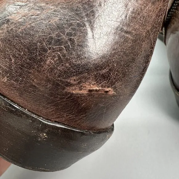 Freebird Womens 8 EUR 39 Ankle Booties Brown Leather Distressed Side Zip Italy