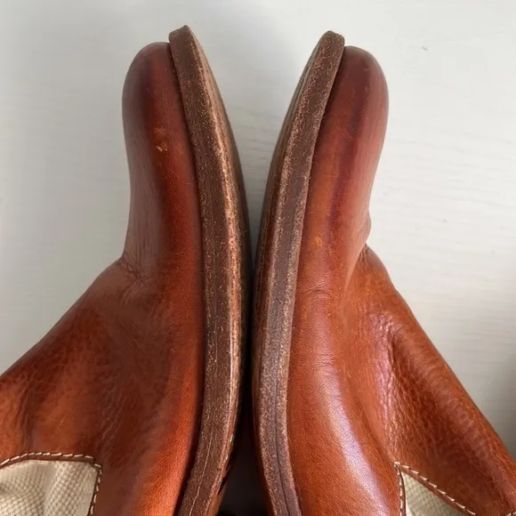 Frye Boots Melissa Canvas Short Pull On Beige Brown Leather Size 5.5