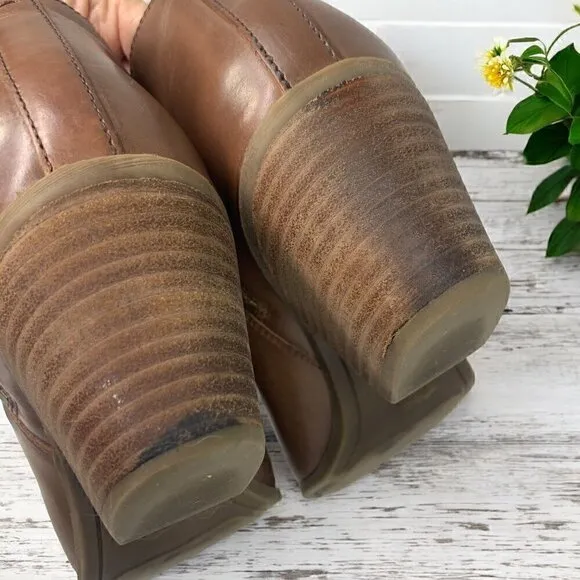 Frye Judith Double Zip Western Ankle Boot Brown Wheat Leather Size 9 Medium