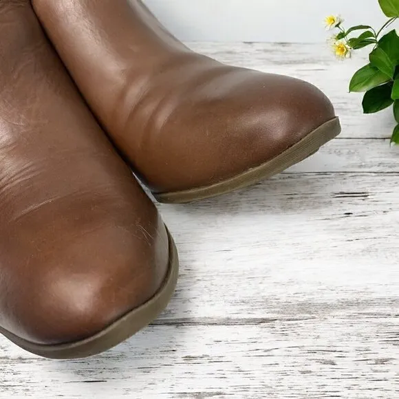 Frye Judith Double Zip Western Ankle Boot Brown Wheat Leather Size 9 Medium