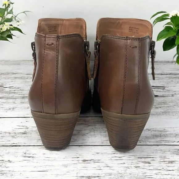 Frye Judith Double Zip Western Ankle Boot Brown Wheat Leather Size 9 Medium