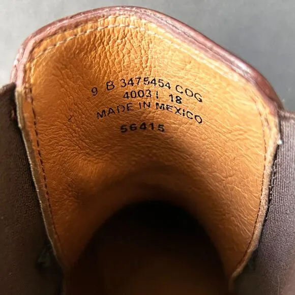 Frye Melissa Chelsea Boot Cognac Brown Leather Pull On Ankle Boot-Women's Size 9