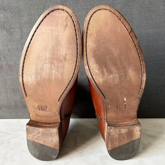 Frye Melissa Chelsea Boot Cognac Brown Leather Pull On Ankle Boot-Women's Size 9