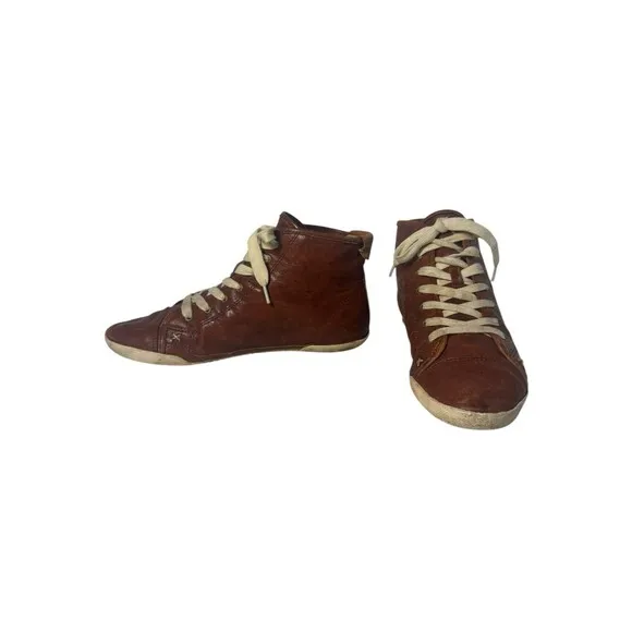 Frye Shoes Womens 8 M Kira High Top Sneakers Brown Butter Soft Leather  Lace Up