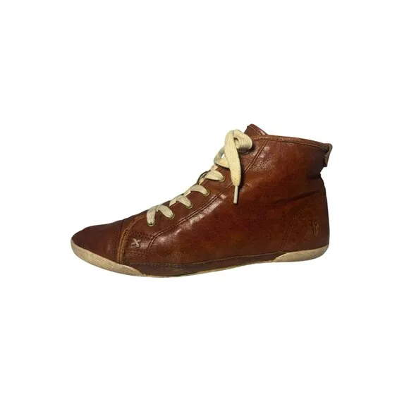 Frye Shoes Womens 8 M Kira High Top Sneakers Brown Butter Soft Leather  Lace Up