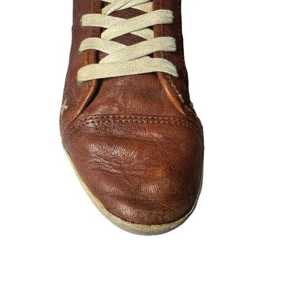 Frye Shoes Womens 8 M Kira High Top Sneakers Brown Butter Soft Leather  Lace Up