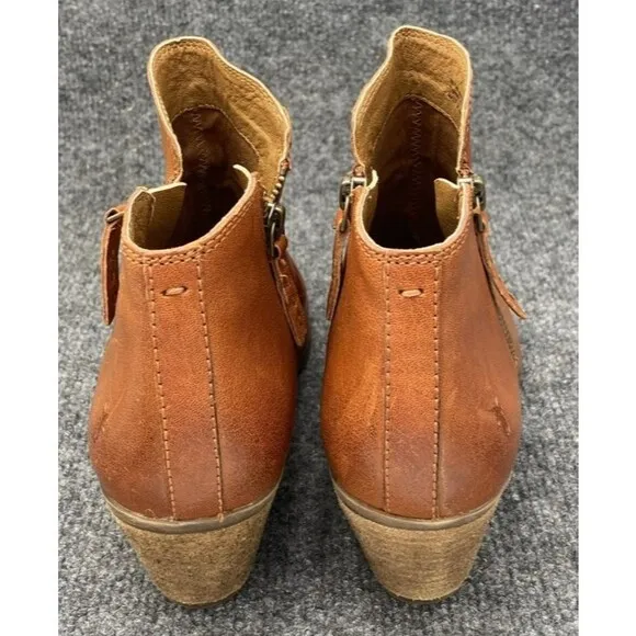 Frye Shoes Womens Size 9 Judith Whiskey Double Zip Ankle Booties Brown Leather