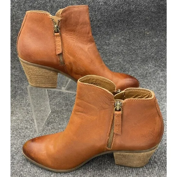 Frye Shoes Womens Size 9 Judith Whiskey Double Zip Ankle Booties Brown Leather