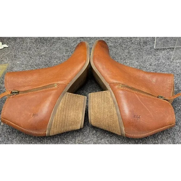 Frye Shoes Womens Size 9 Judith Whiskey Double Zip Ankle Booties Brown Leather