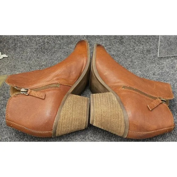 Frye Shoes Womens Size 9 Judith Whiskey Double Zip Ankle Booties Brown Leather