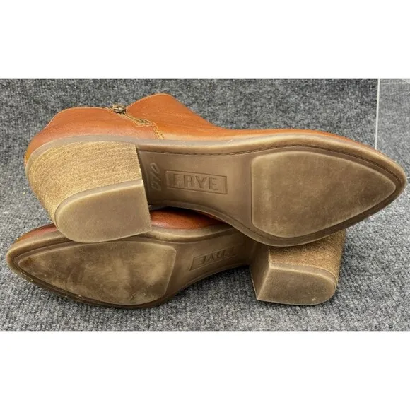 Frye Shoes Womens Size 9 Judith Whiskey Double Zip Ankle Booties Brown Leather