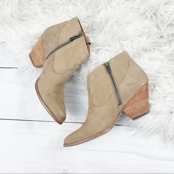 Frye Women's Rory Leather Ankle Booties Inside Zip Pointed Toe in Brown Size 8.5