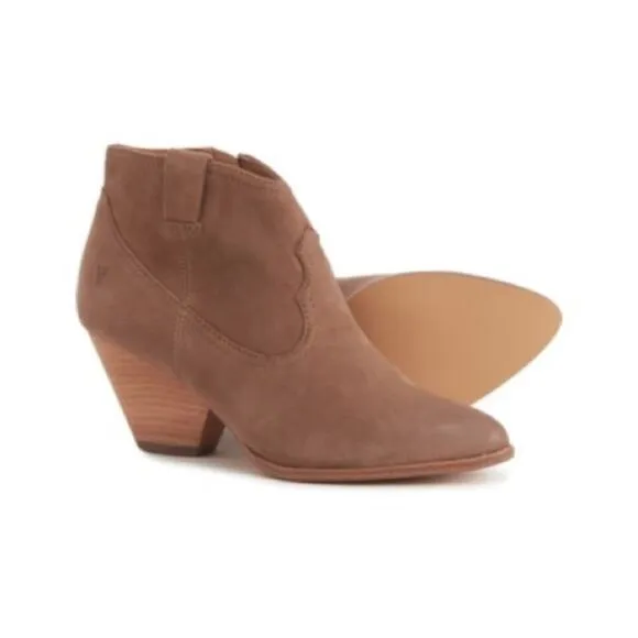 Frye Women's Rory Leather Ankle Booties Inside Zip Pointed Toe in Brown Size 8.5