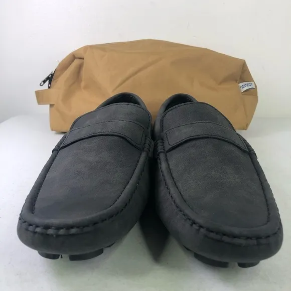 Gallery Seven Black Leather Penny Loafer Shoes