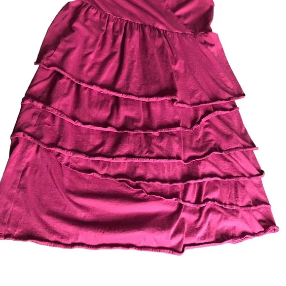 GARNET Hill magenta pink sleeveless ruffle skirt cotton dress, Medium