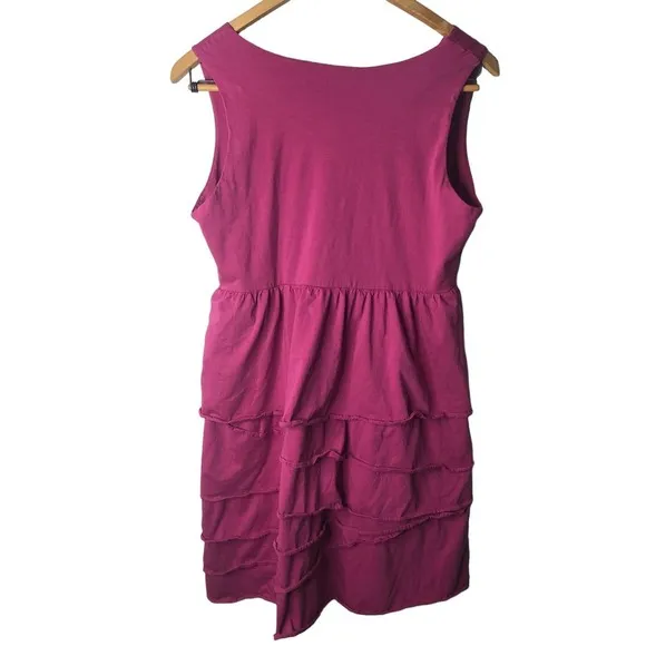 GARNET Hill magenta pink sleeveless ruffle skirt cotton dress, Medium