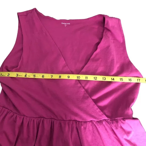 GARNET Hill magenta pink sleeveless ruffle skirt cotton dress, Medium