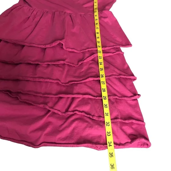 GARNET Hill magenta pink sleeveless ruffle skirt cotton dress, Medium