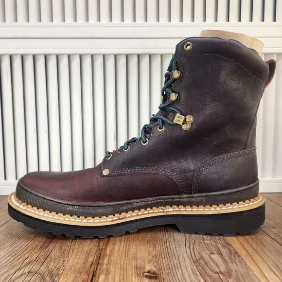 Georgia Giant 8&quot; Soft Toed Work Boots Mens Size 14 M Brown Leather Lace Up G8274