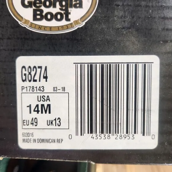 Georgia Giant 8&quot; Soft Toed Work Boots Mens Size 14 M Brown Leather Lace Up G8274