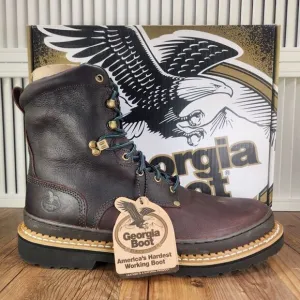 Georgia Giant 8&quot; Soft Toed Work Boots Mens Size 14 M Brown Leather Lace Up G8274