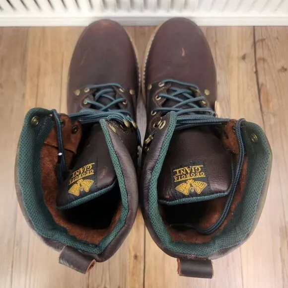 Georgia Giant 8&quot; Soft Toed Work Boots Mens Size 14 M Brown Leather Lace Up G8274