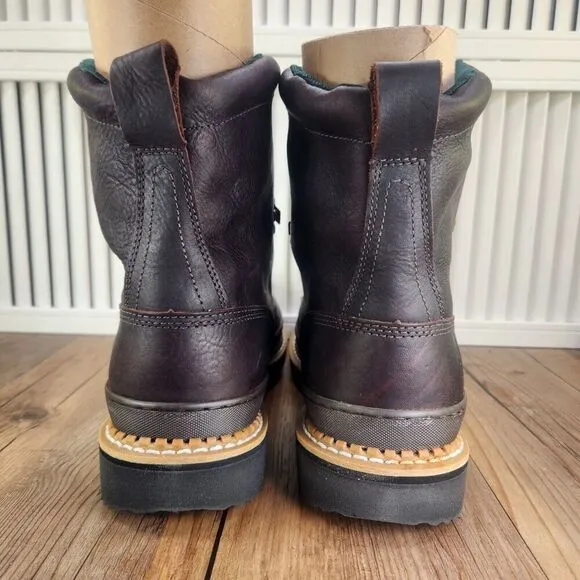 Georgia Giant 8&quot; Soft Toed Work Boots Mens Size 14 M Brown Leather Lace Up G8274