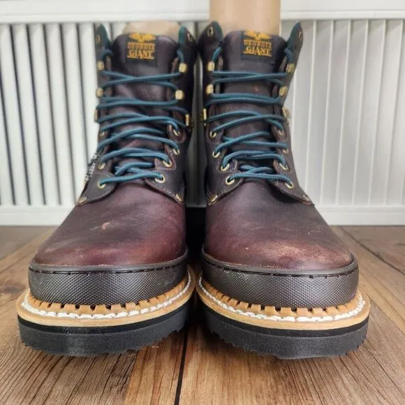 Georgia Giant 8&quot; Soft Toed Work Boots Mens Size 14 M Brown Leather Lace Up G8274
