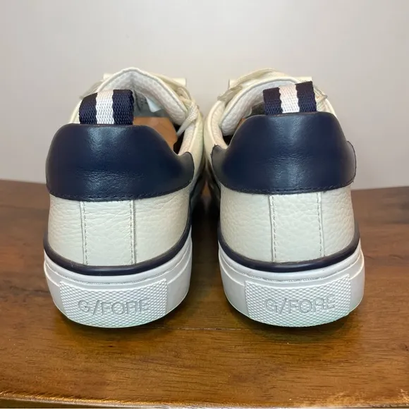 G/Fore | Durf Saddle Stripe Leather Kiltie Golf Shoes - White Navy ; Womens 8