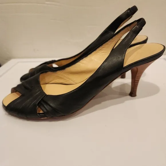 Giuseppe Zanotti design black slingback peep toe heels size 37.5/7